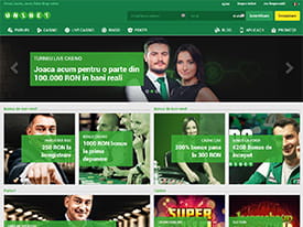 Unibet casino, pagina principala